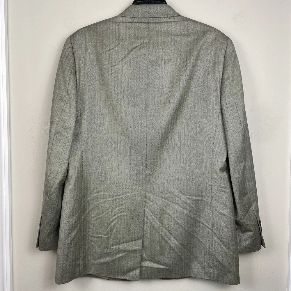 Lauren Ralph Lauren Blazer Men‎ 42L Grey Silk Wool Herringbone Sport Coat